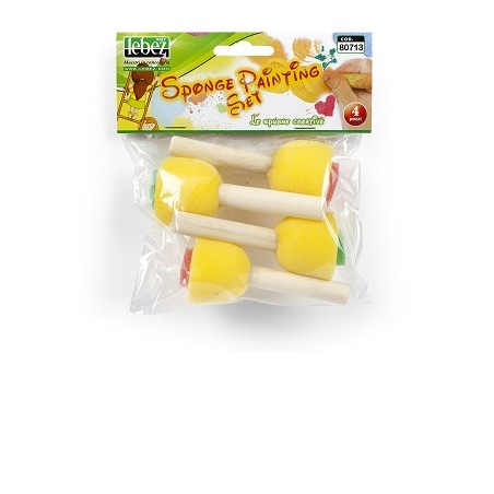 Spugne a tampone Lebez con manico in legno, set da 4 pezzi - 80713