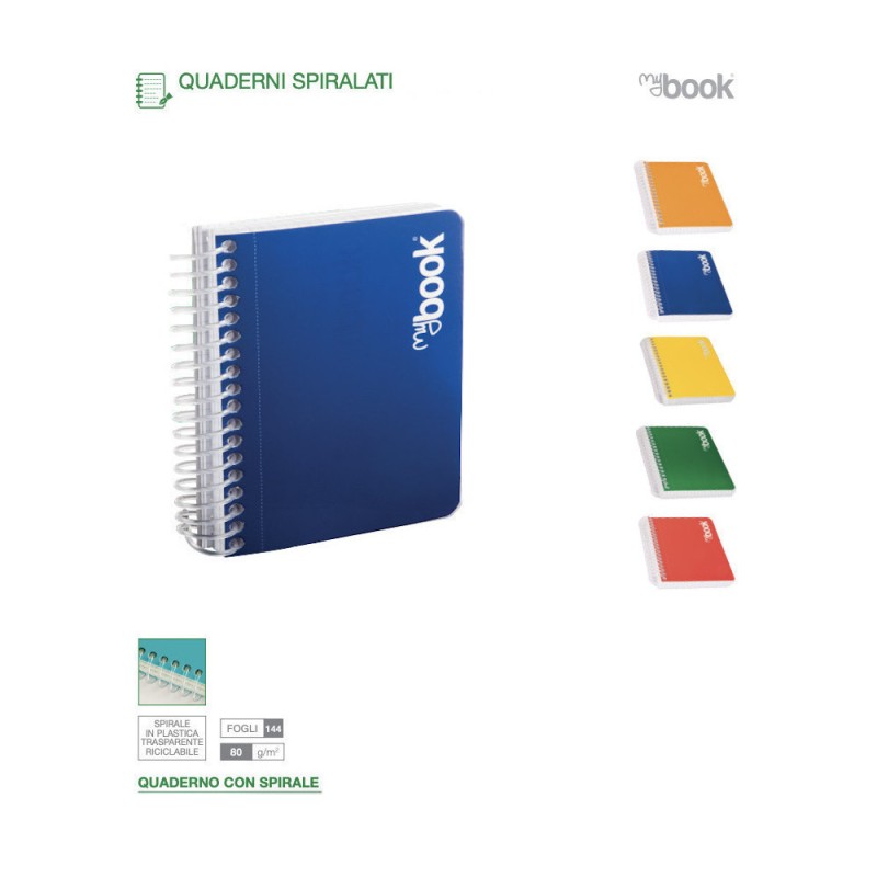QUADERNO 144/1R SPIRALE A5 4F MYBOOK COL. ASS. 30/039-3