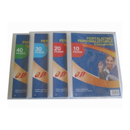 1 - O.P. Portalistini soft display A4 10 bustine colore trasparente OP5.129