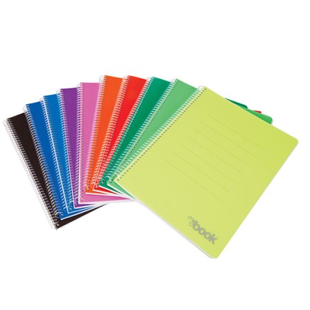 1 - NICKOFFICE - MYBOOK FLUO Quaderno Maxi Spiralato 1R 4 Fori 144 fogli - Colori Assortiti Fluo 30/092