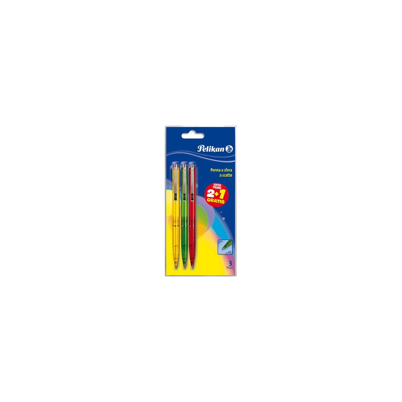 Pelikan Penna a Sfera R2 a Scatto Punta 1.0 mm Confezione da 3 pz Pelikan Penna a Sfera R2 a Scatto Punta 1.0 mm Confezione da 3 pz
