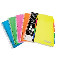 1 - NICKOFFICE - MY BOOK Quaderno Maxi Spiralato 1R 4 Fori 100 fogli 5 separatori 30/105 80 gr