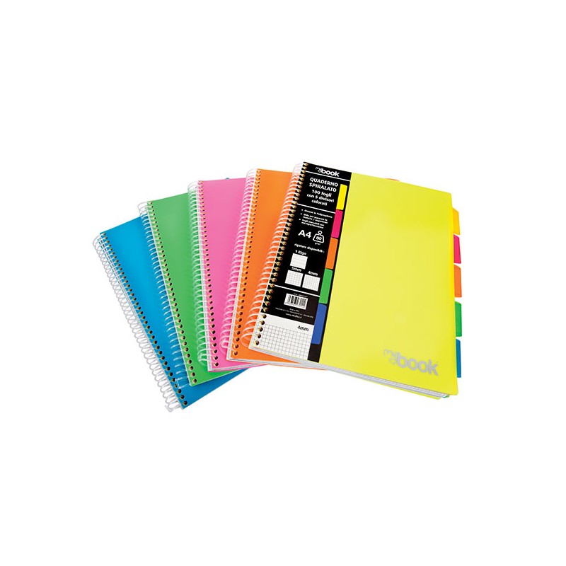 NICKOFFICE - MY BOOK Quaderno Maxi Spiralato 1R 4 Fori 100 fogli 5 separatori 30/105 80 gr NICKOFFICE - MY BOOK Quaderno Maxi Spiralato 1R 4 Fori 100 fogli 5 separatori 30/105 80 gr