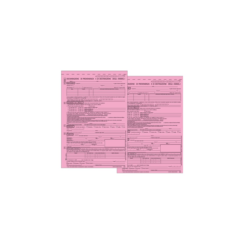 Dichiarazione provenienza animali -25 pezzi modello rosa Edipro - E2882N