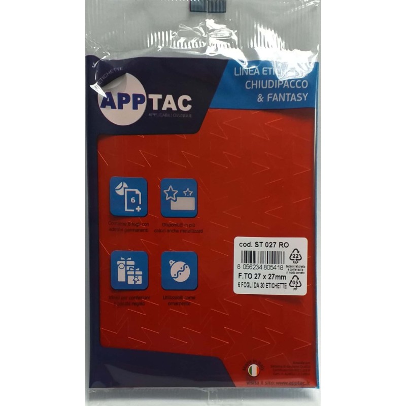 ETICHETTE APPTAC STELLA ROSSO ST027RO - MIS.27X27