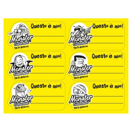 1 - ETICHETTE TAG TO SCHOOL MONSTER COLLECTION" GIALLO FLUO 36 ET. AP059TSG"