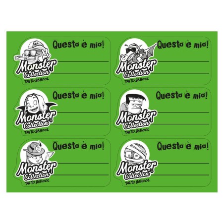 1 - ETICHETTE TAG TO SCHOOL MONSTER COLLECTION" VERDE FLUO 36 ET. AP059TSV"