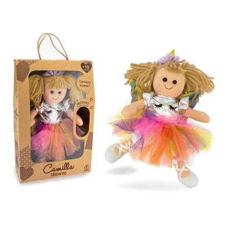 1 - TEOREMA CAMILLA - BAMBOLA IN PEZZA UNICORNO CON VOCE 35cm 68000