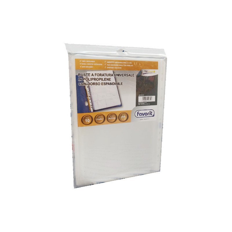 FAVORIT Buste a foratura universale con soffietto antiriflesso 10 pz. 21x29,7 148443