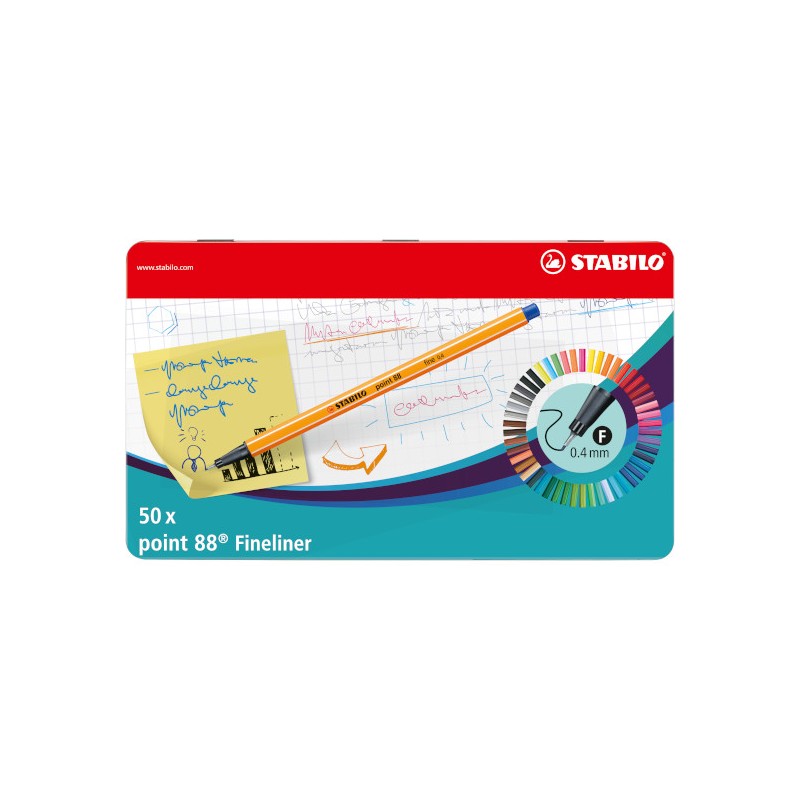 Scatola 50 pezzi Pennarelli Stabilo Point 88 8850-6 Scatola 50 pezzi Pennarelli Stabilo Point 88 8850-6
