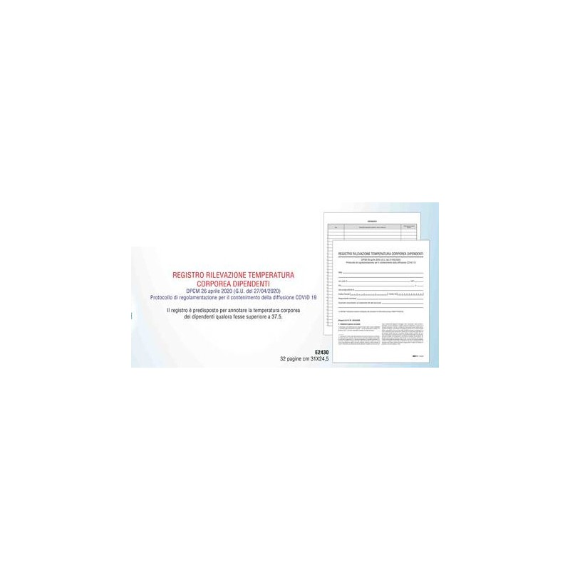 Registro rilevazione temperatura corporea 32 pagine Edipro - E2430 Registro rilevazione temperatura corporea 32 pagine Edipro - E2430