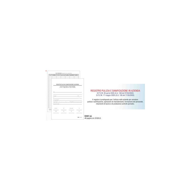 Registro pulizia e sanificazione in azienda Edipro - E2431 Registro pulizia e sanificazione in azienda Edipro - E2431