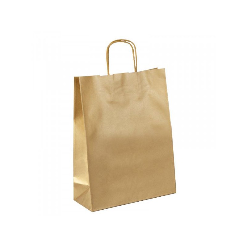 Carpad shopper in carta sealing avana 18+8x24 cm maniglia ritorta 50 pezzi ref.36 Carpad shopper in carta sealing avana 18+8x24 cm maniglia ritorta 50 pezzi ref.36