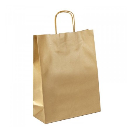 Carpad shopper in carta sealing avana 18+8x24 cm maniglia ritorta 50 pezzi ref.36