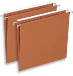 1 - BERTESI 50 pezzi Cartella sospesa cm.39 per documenti colore avana lenticolare lungo 060/390Beta-B1