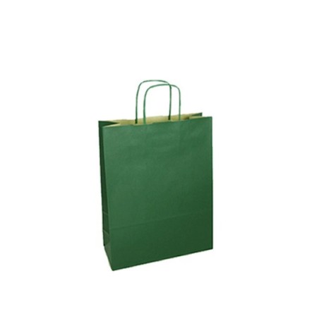 Carpad shopper in carta sealing verde scuro 45+15x49 cm maniglia ritorta 50 pezzi ref.40