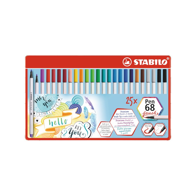 STABILO PEN 68 BRUSH -25pz SCAT.METALLO 568/25-321 STABILO PEN 68 BRUSH -25pz SCAT.METALLO 568/25-321