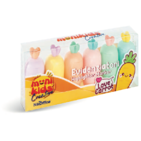 1 - KAWAII EVIDENZIATORI LOVE CARROT -6pz COL. ASS. 36/049