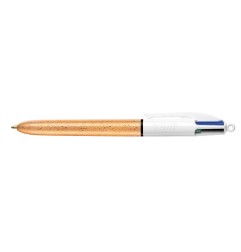 BIC 4 Colours penna a sfera a scatto 4 colori punta media 1,0 mm fusto effetto champagne – confezione 12 pezzi 992701