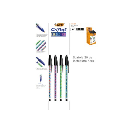 BIC Cristal Collection set 20 penne a sfera nere punta media 1 mm 996790