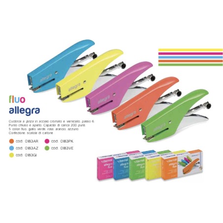 1 - ITERNET Cucitrice Allegra fluo gialla in acciaio 6/4 0183GI