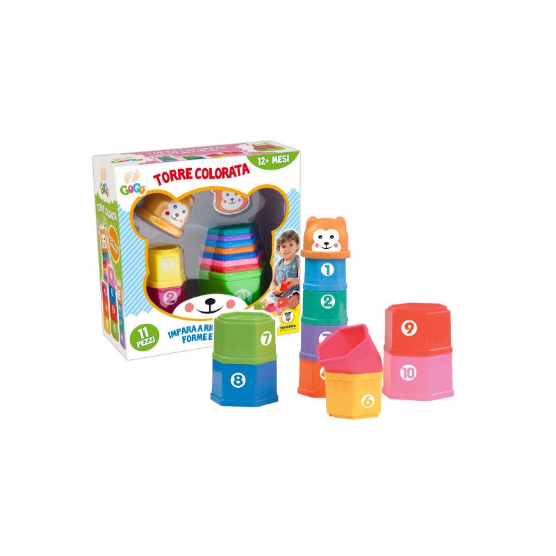 TEOREMA GOGO - TORRE COLORATA NUMERI CON SONAGLIO ORSETTO 64171- TEOREMA GOGO - TORRE COLORATA NUMERI CON SONAGLIO ORSETTO 64171-