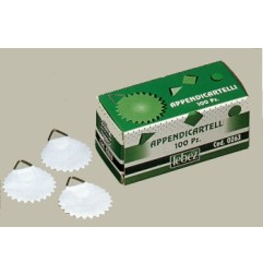 1 - LEBEZ 100 Ganci Appendicartelli Carta Gommata 2cm 0263