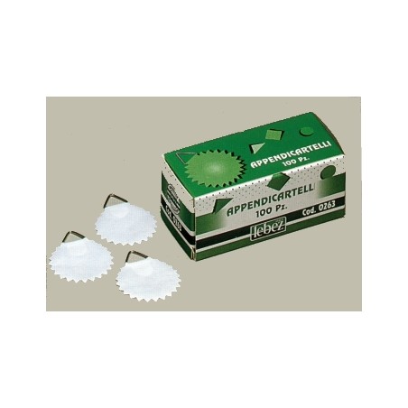 1 - LEBEZ 100 Ganci Appendicartelli Carta Gommata 2cm 0263