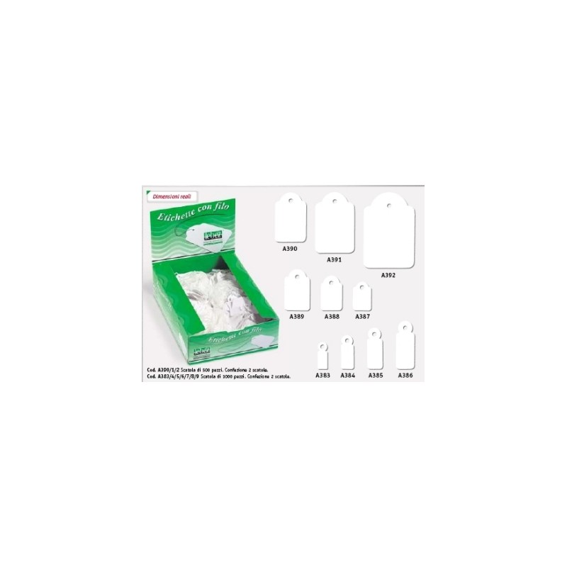 ETICHETTE CON FILO A383 mm.7x19 LEBEZ -1000pz ETICHETTE CON FILO A383 mm.7x19 LEBEZ -1000pz