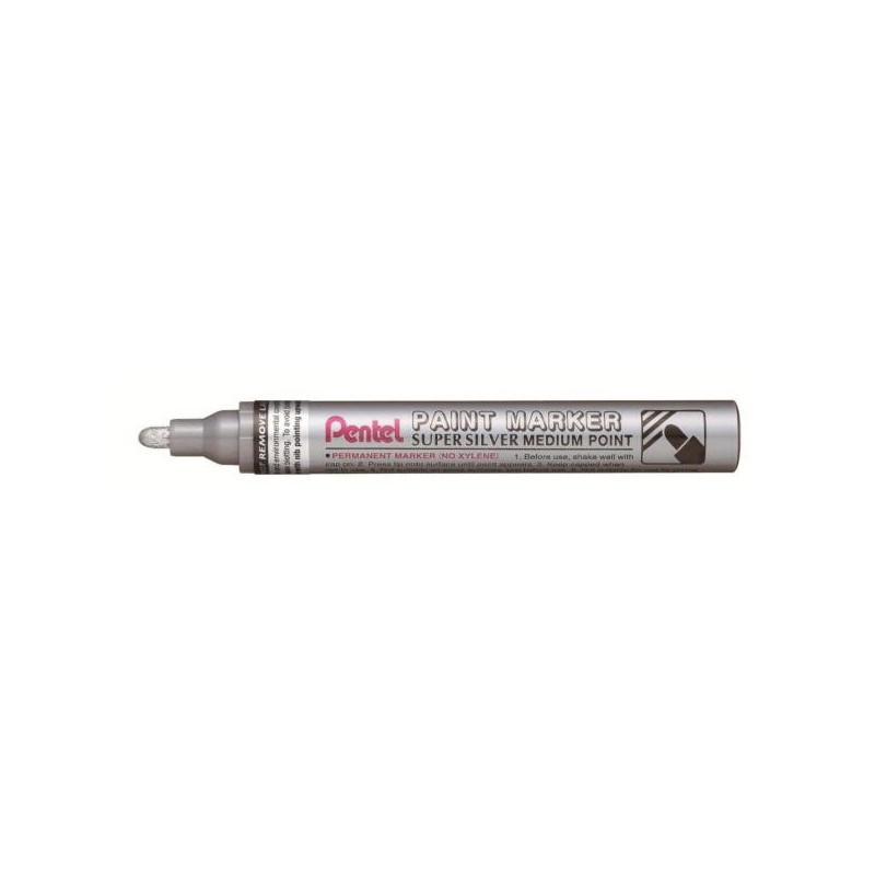 Pentel Paint Marker MMP10-Z marker punta tonda 4,5 mm argento 12 pz Pentel Paint Marker MMP10-Z marker punta tonda 4,5 mm argento 12 pz