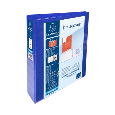 1 - EXACOMPTA Raccoglitore 4 anelli A4 D.40 display kreacover blu 51843BE