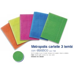 1 - ITERNET Cartellina a 3 lembi con elastico 5 col. ass. 10 pz 7128