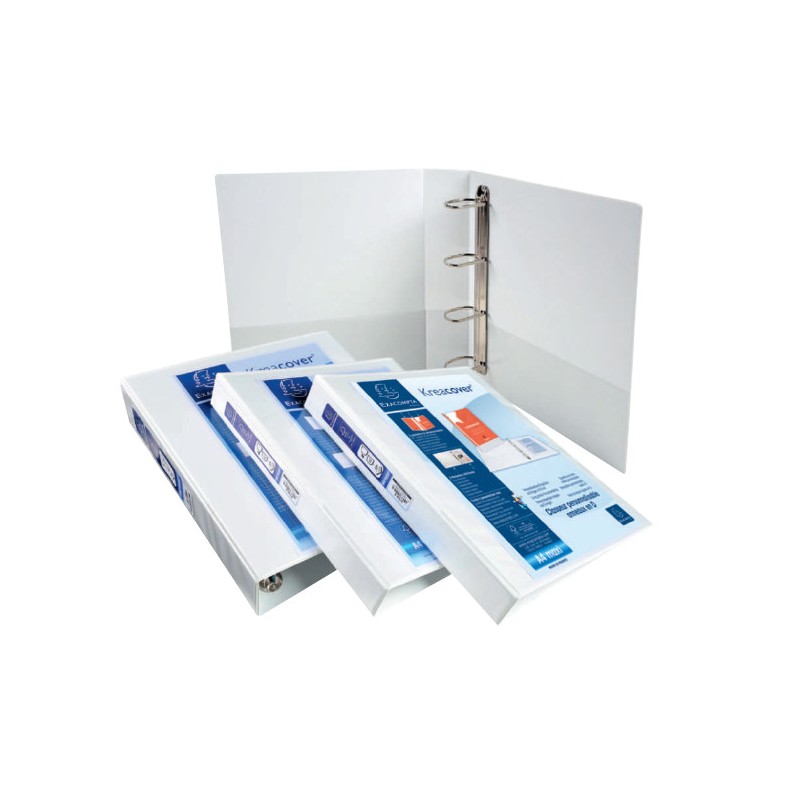Raccoglitore Exacompta Kreacover A4 Maxi 4 anelli a D da 50 mm, personalizzabile, bianco - 51844E