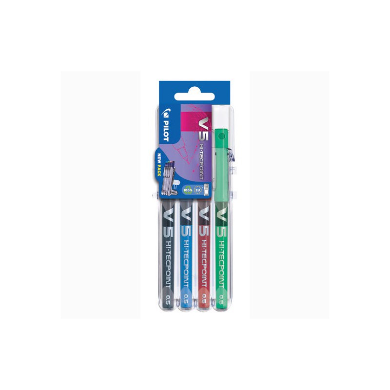 Set2go Penna Roller Pilot Tecpoint V5 nero blu verde rosso 011689 Set2go Penna Roller Pilot Tecpoint V5 nero blu verde rosso 011689