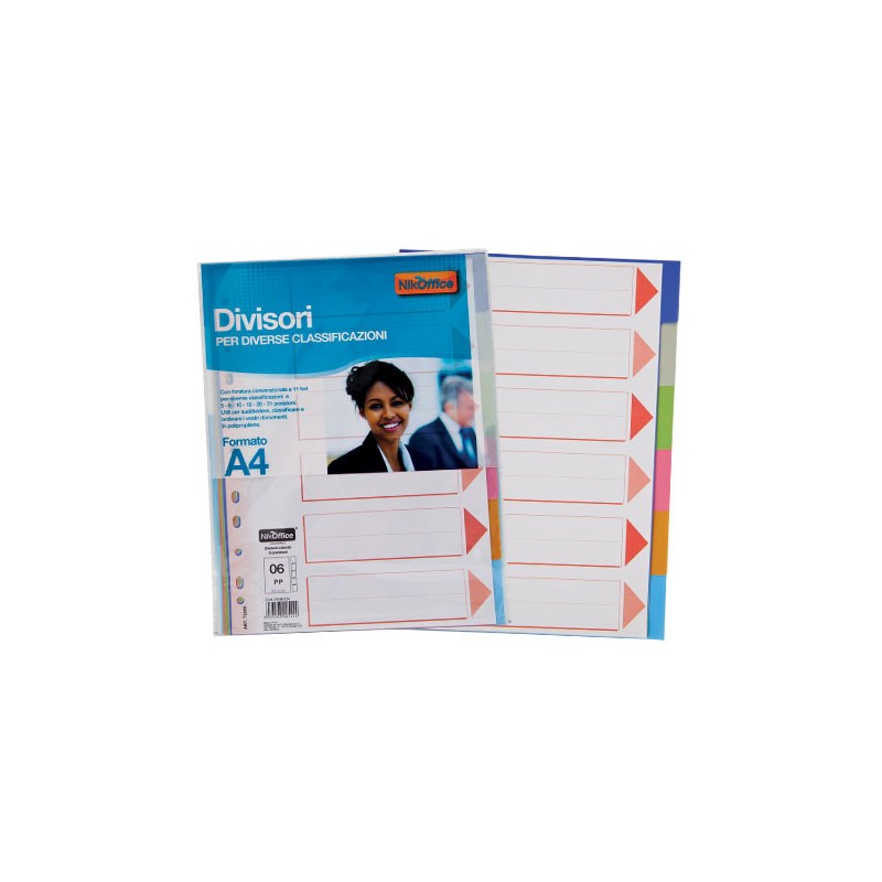 Divisori intercalare A4 in 6 colori plastica 01/124
