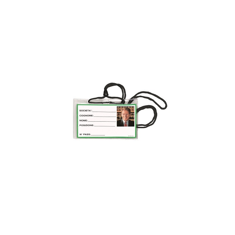 PORTA BADGE LEBEZ C/LACCIO NERO -100pz 10,5x6,7 31-100-N