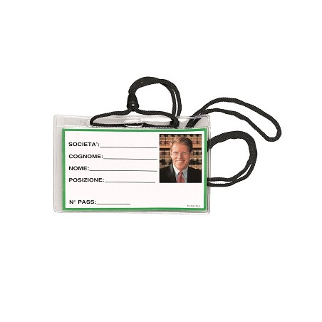1 - PORTA BADGE LEBEZ C/LACCIO NERO -100pz 10,5x6,7 31-100-N