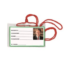 1 - PORTA BADGE LEBEZ C/LACCIO ROSSO -100pz 10,5x6,7 31-100-R