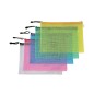 BUSTA PORTADOC. C/ZIP 345x245 RETE TRASP. ASS. 12PZ. 01/184