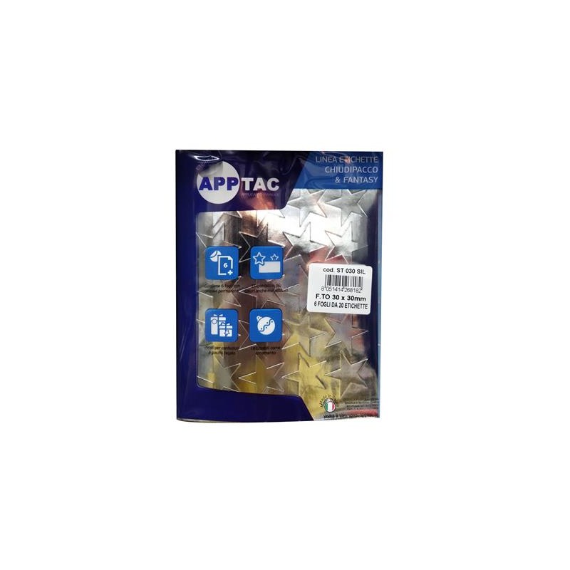 ETICHETTE APPTAC STELLA ARGENTO ST030SIL - MIS.30X30 ETICHETTE APPTAC STELLA ARGENTO ST030SIL - MIS.30X30