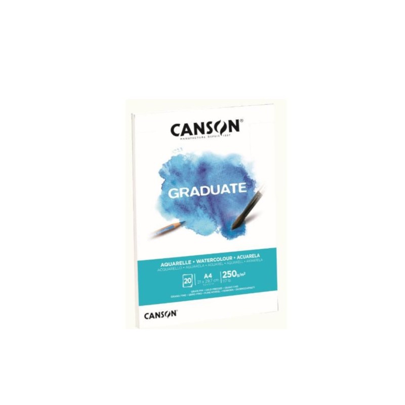 Canson blocco per acquerello Graduate Aquarelle A4 250 g/m² 20 fogli collato C400110374
