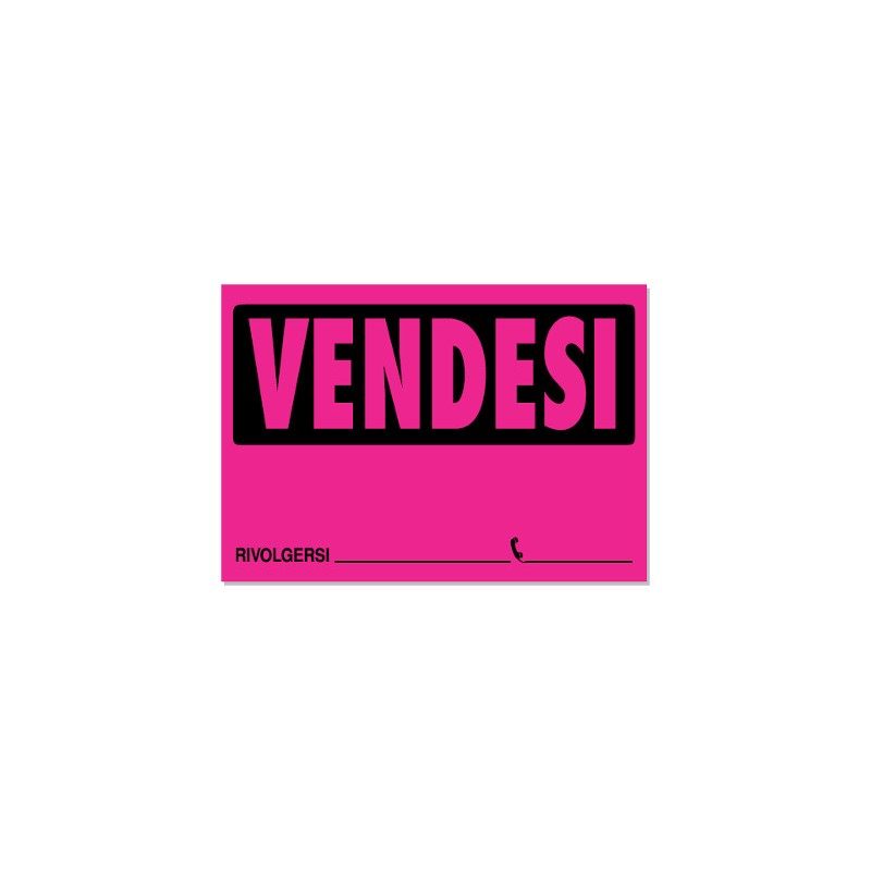 STUDIO 10 pz Cartello vendesi colore fucsia fluo 23x33 STUDIO 10 pz Cartello vendesi colore fucsia fluo 23x33