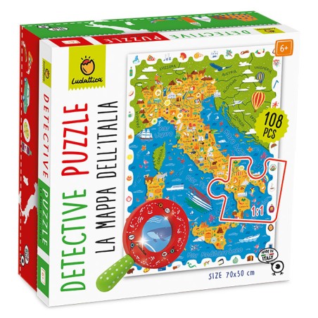 1 - LUDATTICA DETECTIVE PUZZLE 108 PCS LA MAPPA DELL'ITALIA 22174