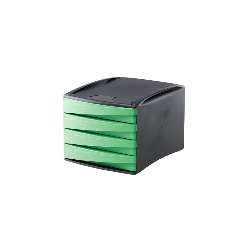 FELLOWES 2 pezzi Cassettiera 4 cassetti verde acido 00190 FELLOWES 2 pezzi Cassettiera 4 cassetti verde acido 00190