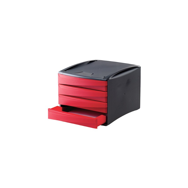 FELLOWES 2 pezzi Cassettiera 4 cassetti rossa 00193 FELLOWES 2 pezzi Cassettiera 4 cassetti rossa 00193