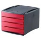 FELLOWES 2 pezzi Cassettiera 4 cassetti rosso trasparente 00196 FELLOWES 2 pezzi Cassettiera 4 cassetti rosso trasparente 00196