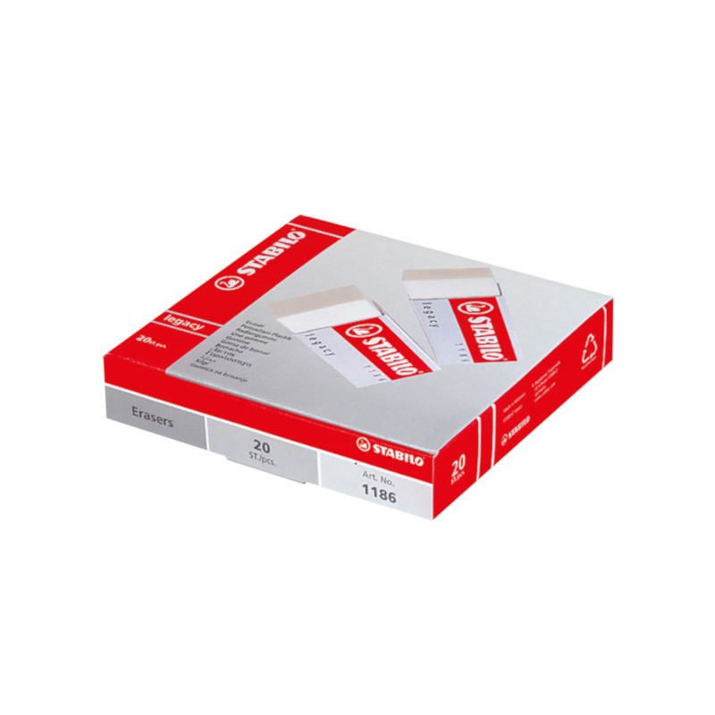 STABILO Gomma Bianca LEGACY Pack 20 Pezzi 1186/20 STABILO Gomma Bianca LEGACY Pack 20 Pezzi 1186/20