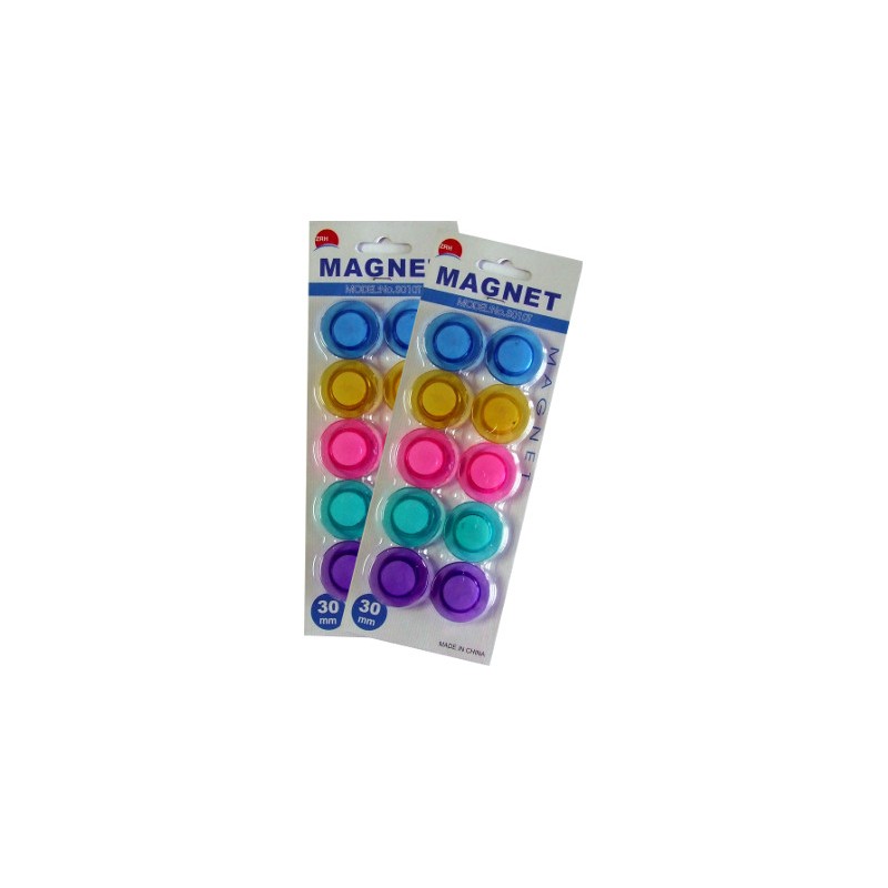 10 pz Magneti per lavagna diametro 30 MM in 5 colori trasparenti 3010T 10 pz Magneti per lavagna diametro 30 MM in 5 colori trasparenti 3010T