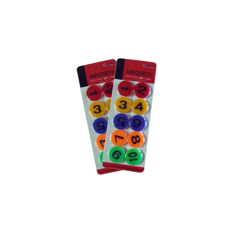 MAGNETI DIAM.30MM.-10pz NUMERATI 1/10 5COL. T-3010 MAGNETI DIAM.30MM.-10pz NUMERATI 1/10 5COL. T-3010