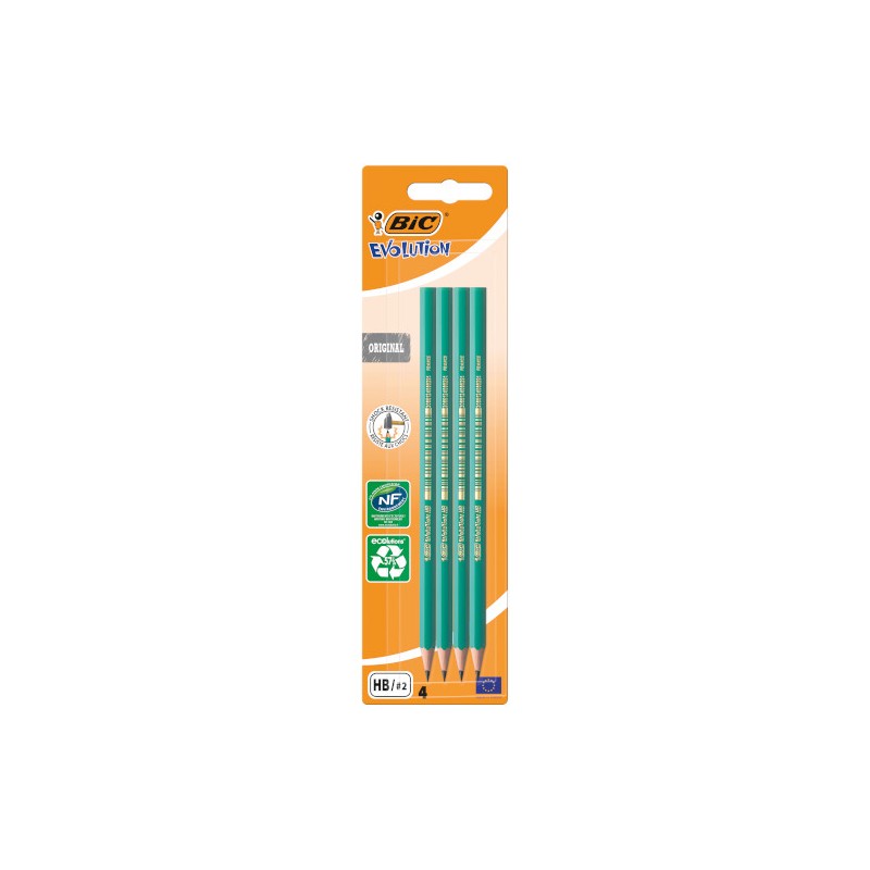 BIC Matite Nere Evolution Original 650 HB Senza Gommino 4 Pz 8902764 BIC Matite Nere Evolution Original 650 HB Senza Gommino 4 Pz 8902764